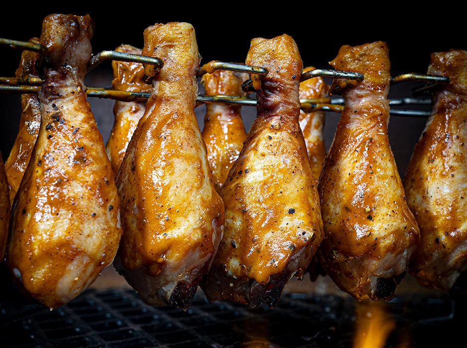 vlees drumsticks met honing mosterdsaus bbq marc devleesboederij