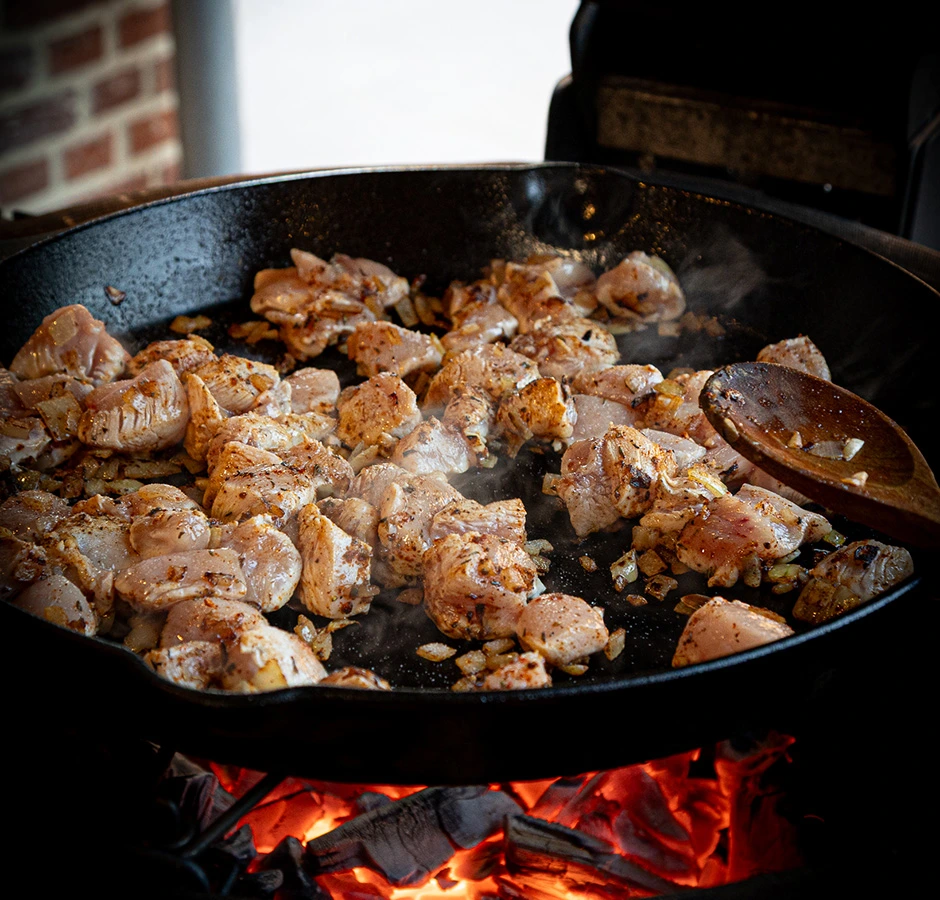 midden hunters chicken orzo bbq marc devleesboerderij