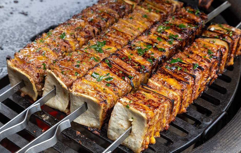 Tortilla kebabs op spies