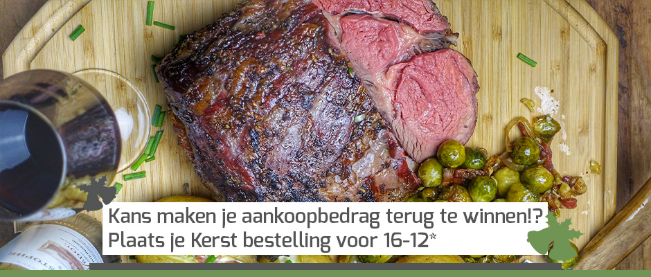 Bommelerwaardse Ribeye Roast met gepofte aardappelen en spruitjes van de BBQ