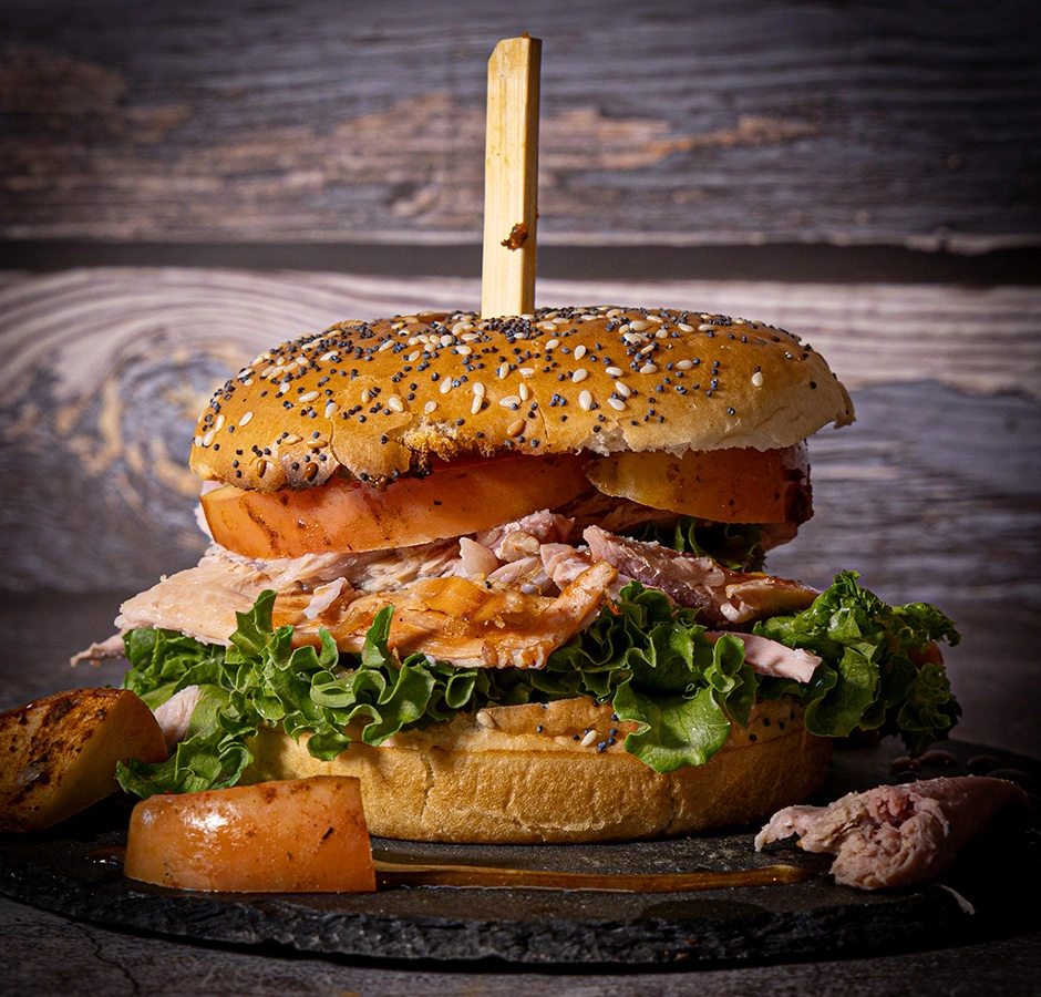 vlees broodje vers gerookte ham met honing mosterdsaus en appel bbq marc devleesboerderij