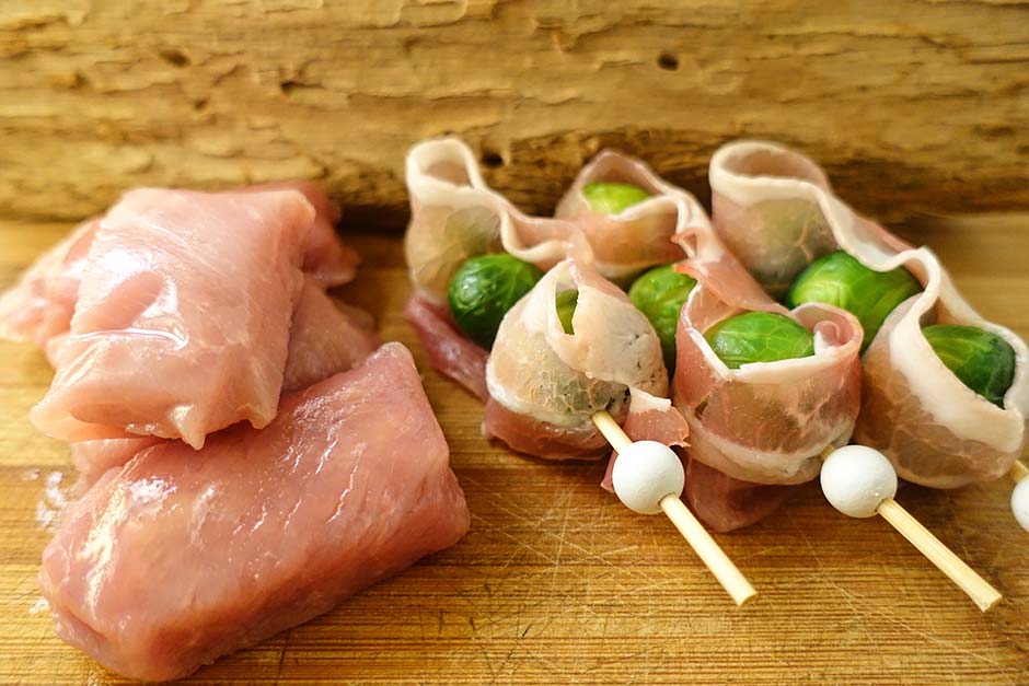 Blinde Vinkjes met spruitjes bacon spies gourmet de vleesboerderij