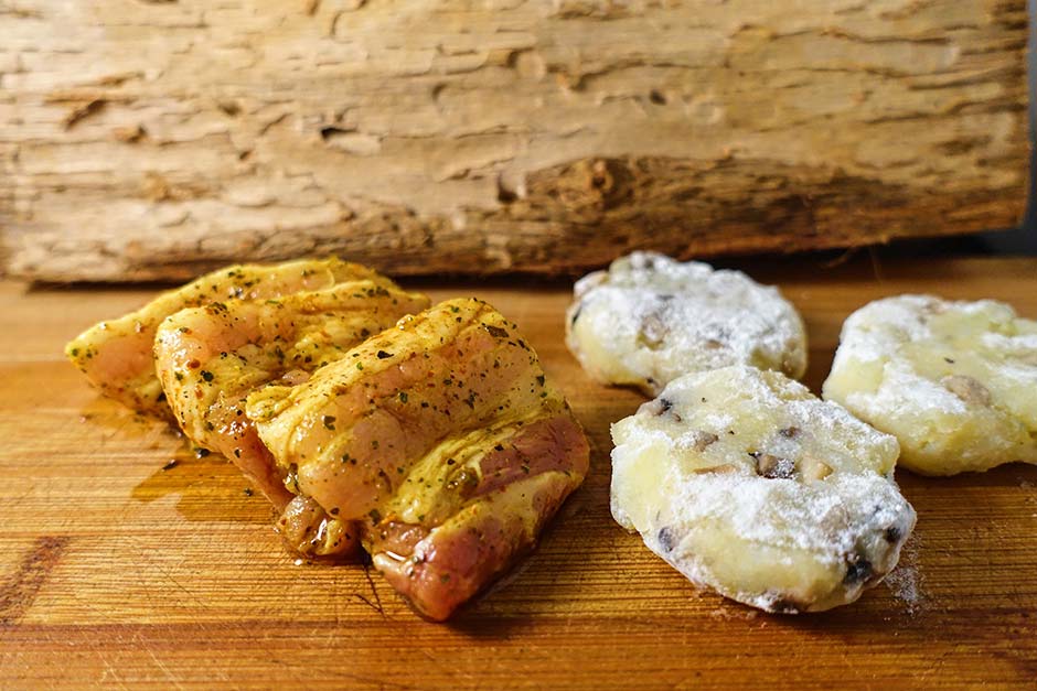 Speklapjes Aardappel Champignon koekjes gourmet de vleesboerderij