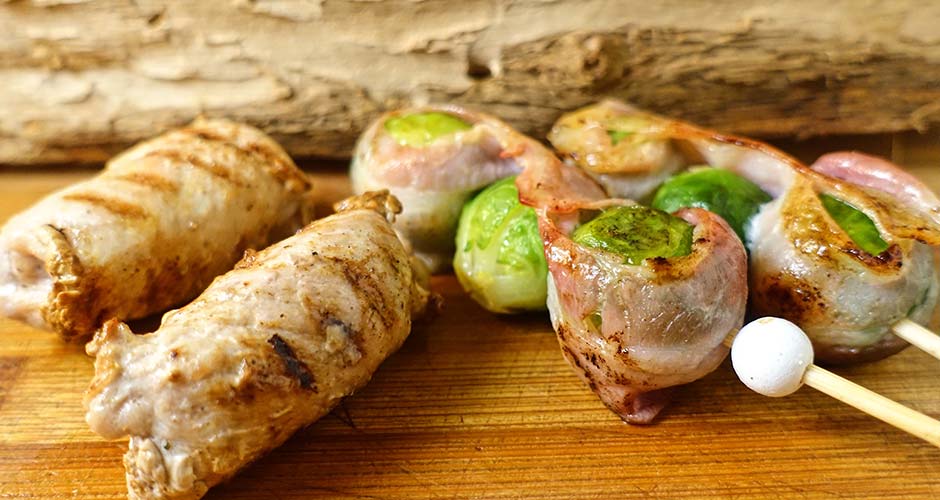 Gourmet: Blinde Vinkjes met spruitjes bacon spies