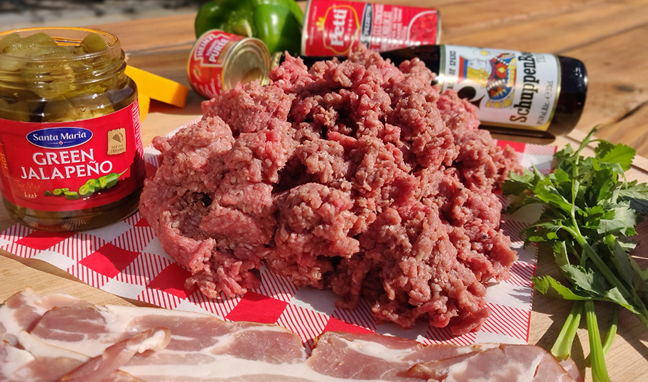 Ingredienten sloppy Joes met Jalapenos, bier, cheddar en spek van DeVleesboerderij.nl