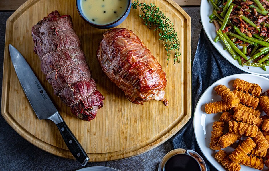 einde 2 varkens en runderrollade voor kerst van grillfun devleesboerderij